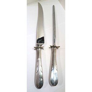 National Silver Company "Overture" Vintage Carving Knife & Sharpening Rod 1939